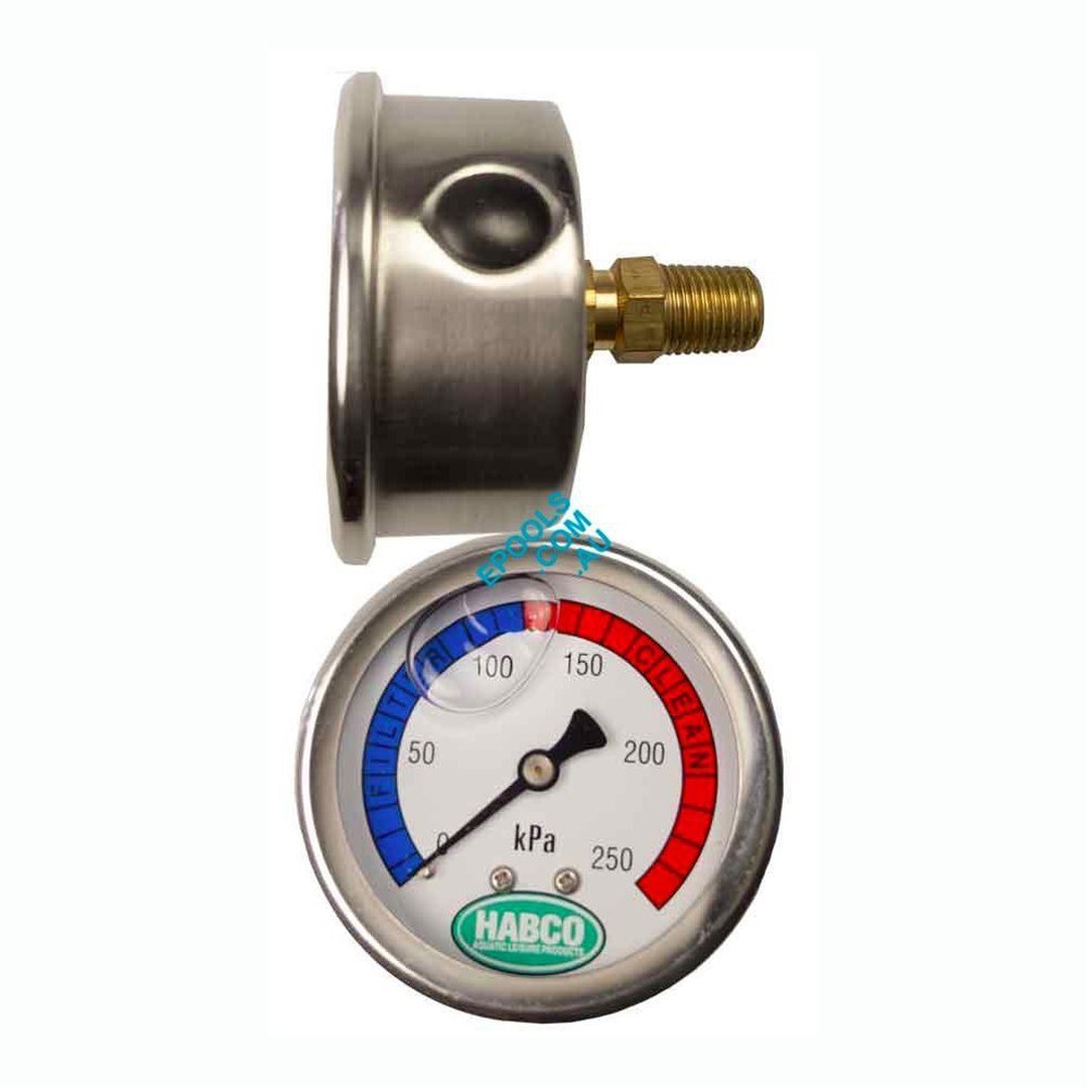 Stainless Steel Oil Filled Filter Pressure Gauge Back Mount Epools